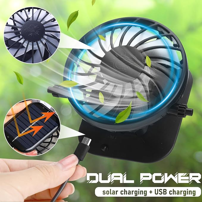 Berlune Sun Hat with 2 Solar Fan Wide Brim Fishing Bucket Hat USB & Solar for Men Women UPF 50+ Cooling for Fishing Beach