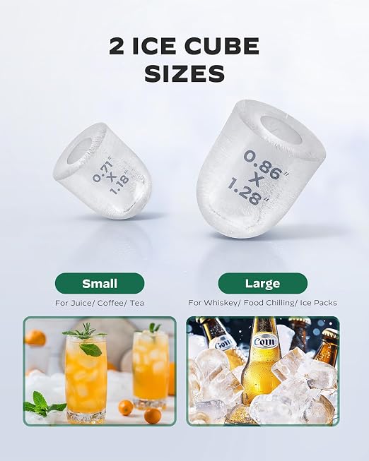 Silonn Ice Maker Countertop, Portable Ice Maker with Carry Handle, Self-Cleaning 1.8L Water Tank Large Ice Basket, Ice Machine Produces 9 Cubes in 6 Min Perfect for Home Kitchen and RV