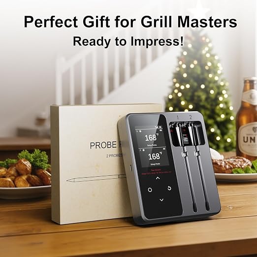 Newise Wireless Bluetooth Meat Thermometer - 2 Probes & App Control, Smart Digital Food Thermometer for Cooking, Smoker, BBQ, Fathers Day Girll Gifts for Men Husband Dad