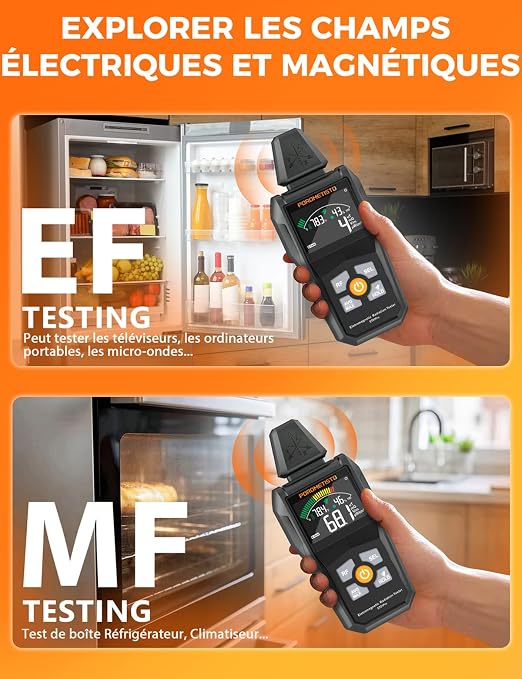 EMF Meter Radiation Detector, ET01Pro EMF Detector, 5-in-1 Electromagnetic Field & Radio Frequency Detector for Home Use & Office EMF Inspections, Ghost Hunting Equipment