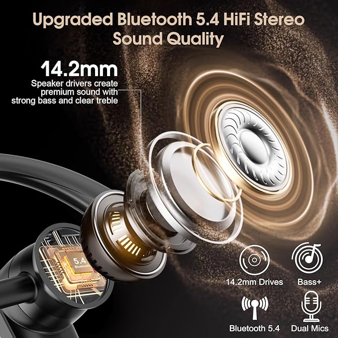 Bluetooth Headset, Wireless Bluetooth Earpiece with ENC Noise Canceling Mic | ENC Noise Canceling Mic, 120Hrs Talk Single-Ear Headphones, LED Display, IPX7, V5.4 Hand-Free Earphone