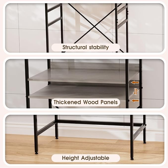 Mini Fridge Shelf Mini Fridge and Microwave Stand Over Mini Fridge Storage Rack Height Adjustable Microwave and Fridge Stand Suitable for Dorm, Kitchens, Offices, Modern Gray