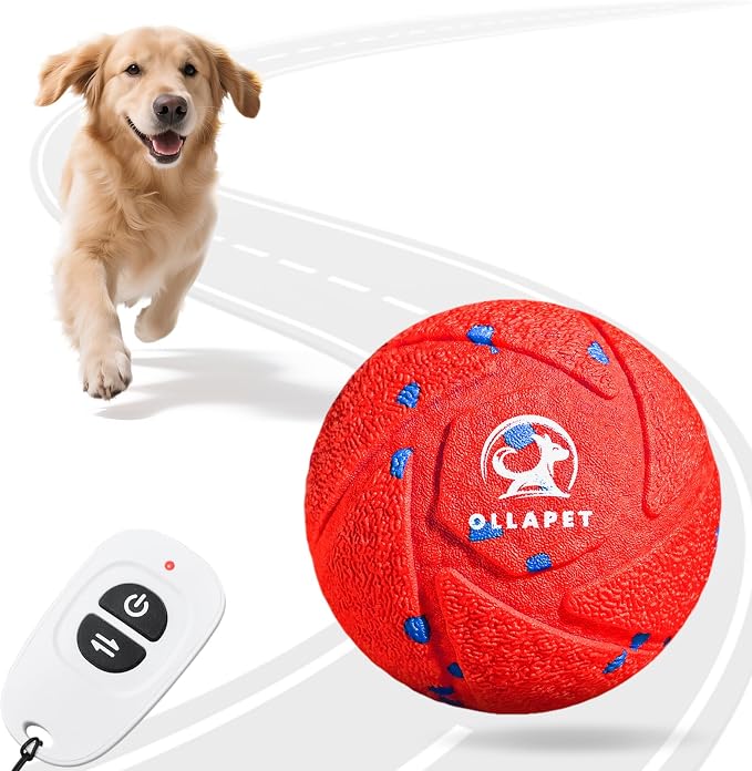 Smart Interactive Dog Toy Ball - Automatic Bouncing & Rolling, Chew-Resistant E-TPU Material, 3 Interactive Modes, IPX7 Waterproof, Smart Chase Pet Toy Ball for Medium and Large Dogs (Red)