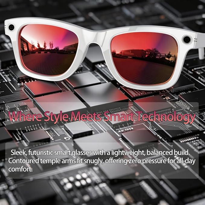 AI Smart Glasses with Camera 8MP HD Camera Glasses for Men Women 1080P Video Recording Sunglasses Real-time Translation, Open-Ear Audio for Travel, Meetings & Vlogging