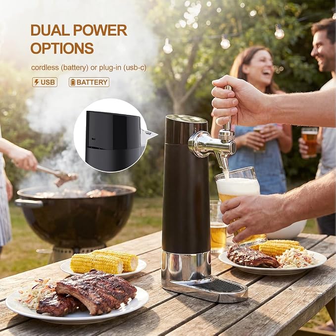 Draft Beer Dispenser System,Hombrew Beer Kegerator,Draft Pour and Ultra Fine Foam Covering Top, Portable Home Dispenser System,Mini Kegerator Suitable for Can and Bottles,Birthday Gift for Men,Husband