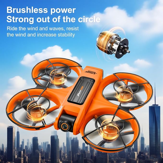 Drone with 4.5" HD Screen Remote, 2K Dual Camera Brushless Motor Quadcopter, 30 Min Flight with 2 Batteries, WiFi FPV, Follow Me, Auto Hover, 360° Protection, 3D Flip, Headless Mode, Includes Remote Lanyard - Great Gift for Adults and Beginners