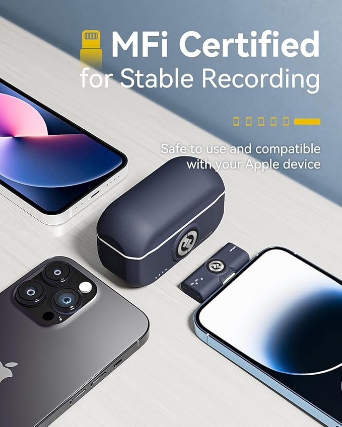 Hollyland Lark M2 Duo Wireless Microphone for iPhone Lightning, Dual Lavalier Mics, 2-Person Recording, 48kHz, 1000 ft Range, Shine Charcoal (Bundle)