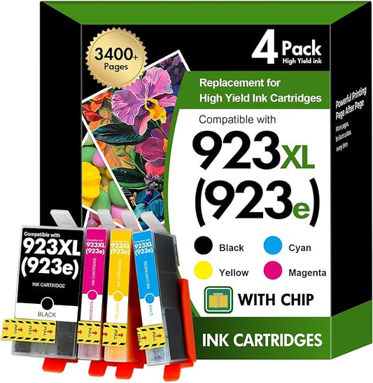 923 923XL 8130e Ink Cartridges Combo Pack with Chip: Replacement for HP 923e 923XL 923 Ink Cartridges for HP Printer OfficeJet Pro 8130e 8135e 8139e 8138e 8122e 8120 8124e 8125e 8130 8132e 8134e