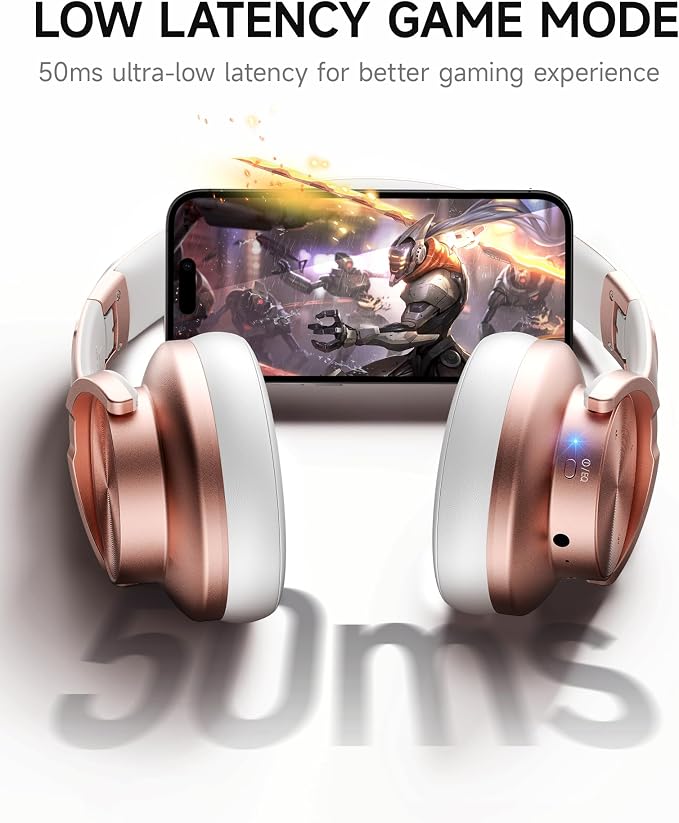 Picun B8 Bluetooth Headphones, 120H Playtime Headphone Wireless Bluetooth with 3 EQ Modes, Low Latency, Hands-Free Calls, Over Ear Headphones for Travel Home Office Cellphone PC