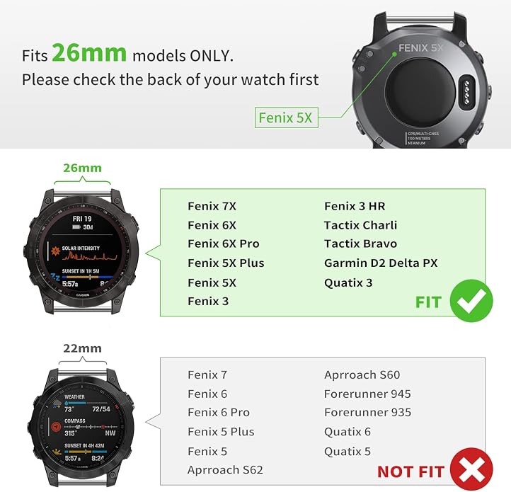 for Garmin Fenix 8 51mm/7X/6X/5X Plus Band, 26mm Titanium Metal Quick Release Easy Fit Watch Bands with Double Button Clasp for GarminEnduro 2 / Descent Mk2i / Tactix 7 Pro Smartwatch