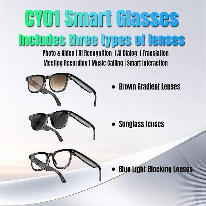 AI Smart Glasses with Camera, 4K Photos & 1080P Video,Real-Time Translation, Bluetooth 5.3, Assistant Conversation, Suitable for Vlogging,Cycling, Hiking Travel, Business （Brown Gradient ）