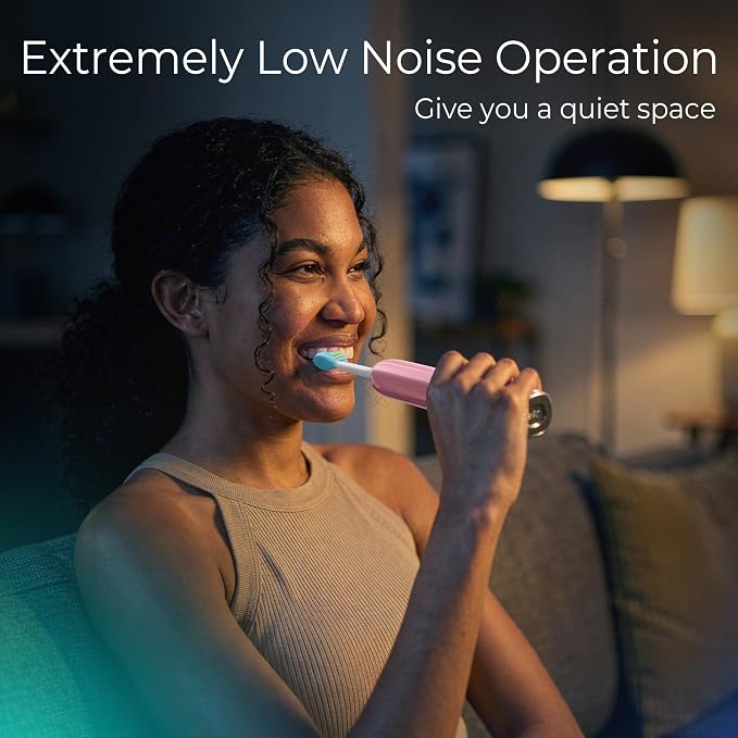 7AM2M Sonic Electric Toothbrush for Adults&Teens with LED Screen, 5 Modes, One Charge for 365 Days, 2 Minute Timer, with 8 Brush Heads and Travel Case (Pink)
