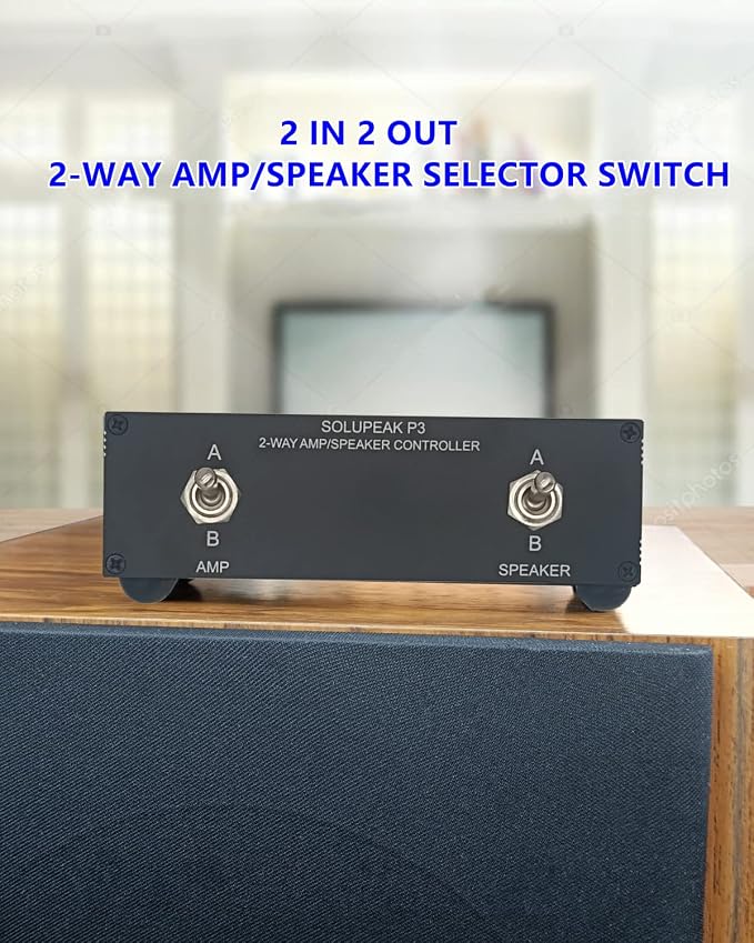 P3 2-WAY AMP Amplifier to 2 Pair of Speakers Selector Switch Switcher Splitter Combiner box 2 IN 2 OUT