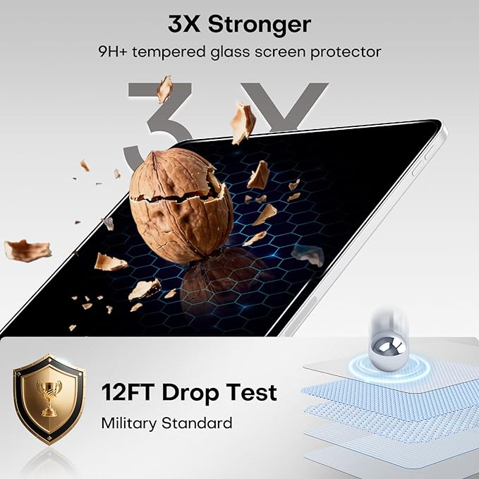 OMOTON 2 Pack Privacy Screen Protector for iPad Pro 11 inch M5 M4 (6th&5th Generation, 2025/2024), Anti-Spy Tempered Glass with Easy Installation Tray, Case Friendly, Compatible with Apple Pencil