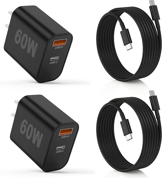 iPhone 17/16/15 Pro/Pro Max Charger, Dual Port USB-C Wall Charger with PD 40W & QC 20W Fast Charging, 10FT USB-C Cable for iPhone, iPad Pro, MacBook M1/M2/M3, Android (Black, 6 FT)