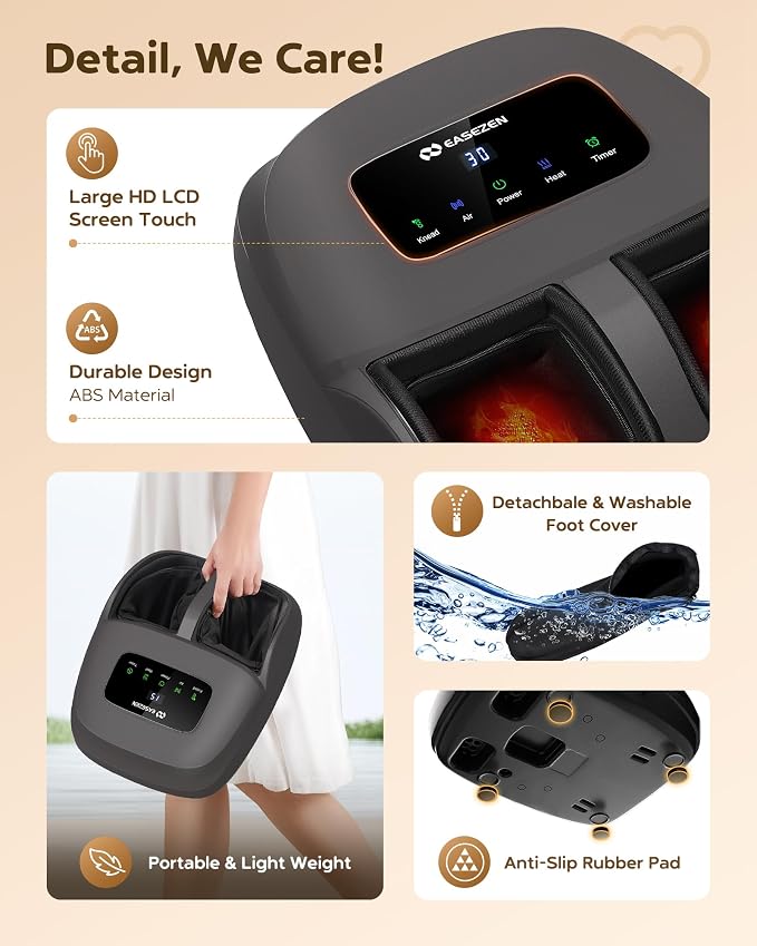 EaseZen Shiatsu Foot Massager with Heat & Remote, 2026 Upgraded Deep Kneading Foot Massager for Plantar Fasciitis, Neuropathy & Tired Feet, Fits Up to Size 14, Gifts for Women