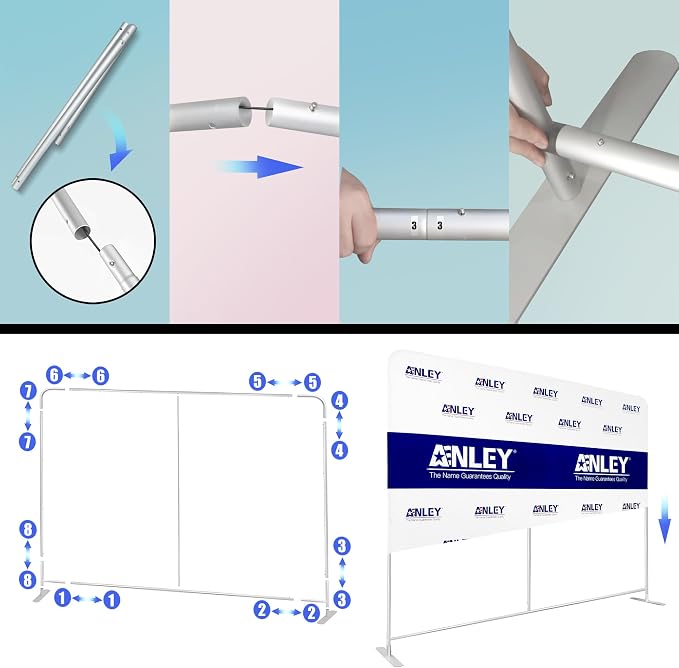 Anley 7.5x10 FT Backdrop Stand - Premium Reinforced Aluminum Alloy Frame for Stability - Heavy Duty Background Support with Carry Bag for Photo Studio, Green Screen, Event, Banner, Party Use