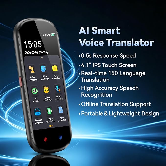 Language Translator Device, Upgraded AI Translator with ChatGPT, 2026 Instant Two Way Translator Support 150 Languages, Offline Recording Photo Voice Translation Device for Business Travel Learning