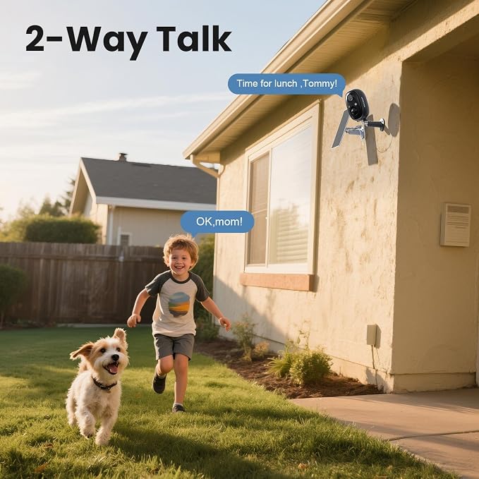 Solar Security Cameras Wireless Outdoor, Free Cloud Storage, 2.4G WiFi Camera Outdoor Wireless, Cameras for Home Security with Motion Detection, 2K HD, Color Night Vision, Works with Alexa, 2 Packs