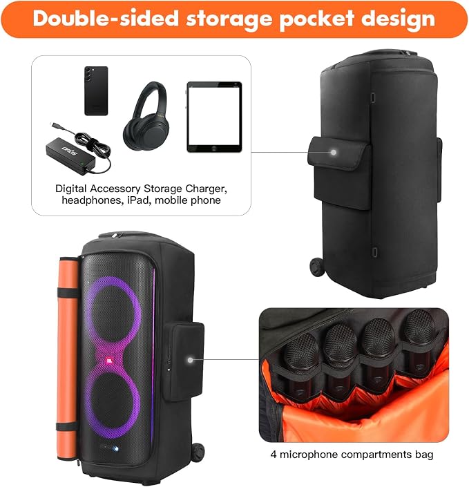 Protective Cover Case Compatible with JBL PartyBox 710, Scratch-Resistant Carrying Case with Storage Pocket, Water-Resistant Portable Travel Bag for Party Box 710 Speaker