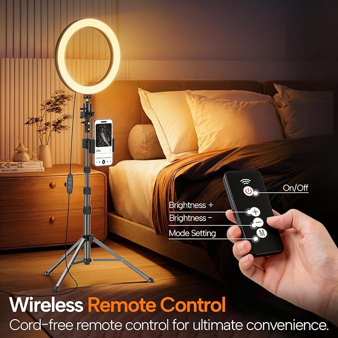 EMART 10" Ring Light with 55" Extendable Tripod Stands and Phone Holder, Dimmable LED Circle Round Light for Selfie Camera Photography/Makeup/YouTube Video/Vlogging/Live Streaming
