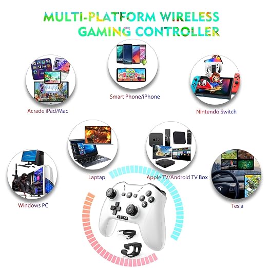 Bluetooth Controller for Switch/Mac/PC/Steam/Mobile Phone/iOS/Android//TV/iPad/Table/Apple Arcade MFi Games, switch pro controller wireless with Adjustable Dual Motion,Turbo,Macros,6-Axis,Wake Up for Black Myth: Wukong (Black) (Purple) (White Black wit...