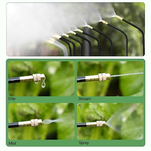 A ANLEOLIFE 82.4FT Automatic Drip Irrigation Kit with Water Timer, 8 Programs & LCD, Quick-Connect System, 1/2" Mainline + 1/4" Tubing, 360° Bendable Nozzles for Raised Beds, Garden & Greenhouse