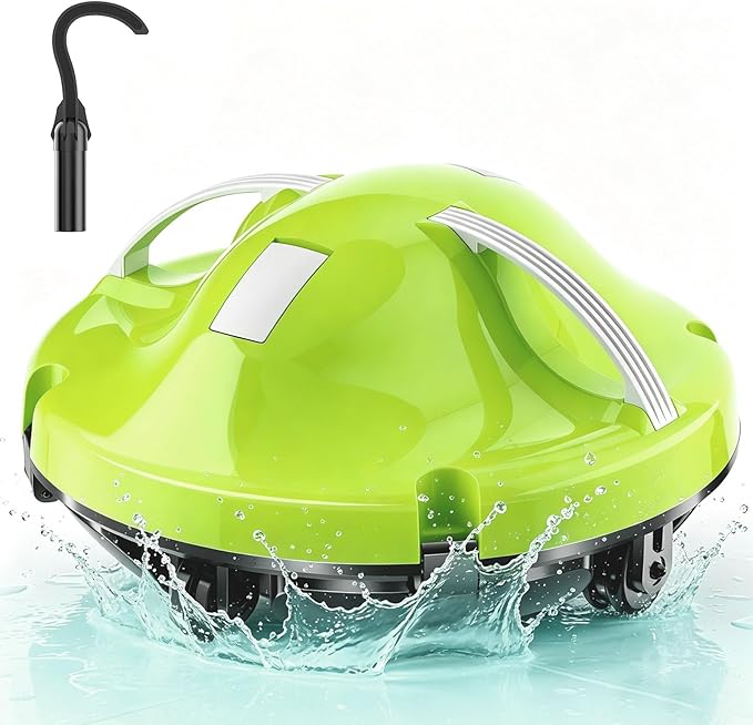 2026 NEW Cordless Robotic Pool Cleaner, Automatic Pool Robot Cleaner with Dual-Motor, 130mins Runtime & Auto Parking Pool Vacuum for Above Ground Inground Pools Up to 1100 Sq.Ft,JQR-V201,Green