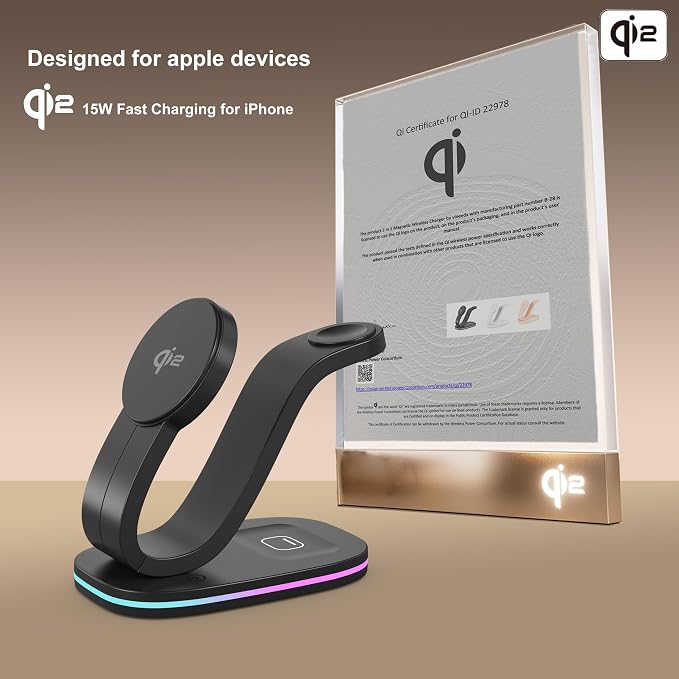 Wireless Charging Station, 2026 Upgraded Fast 15W 4-in-1 Charger Station for iPhone 17/16/15/14/13/12 Series, Watch Airpods 1-8/Ultra, iPad, AirPods, 35W Charger Included White