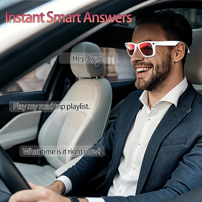 AI Smart Glasses with Camera 8MP HD Camera Glasses for Men Women 1080P Video Recording Sunglasses Real-time Translation, Open-Ear Audio for Travel, Meetings & Vlogging