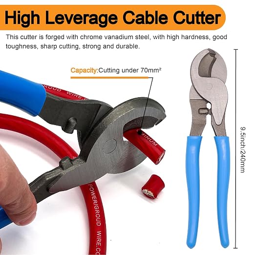 40FT 0 Gauge Wire,1/0 Battery Cable Copper Clad Aluminum,20pcs Lugs Terminal Connectors with 3:1Heat Shrink Tube (40FT Wire+Cutter)