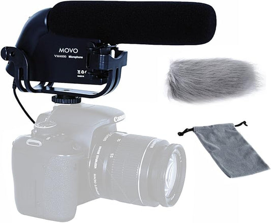 Movo VXR4000 HD Condenser Prosumer Video Microphone for Sony, Nikon, Canon DSLR Video Cameras - Camera Mic