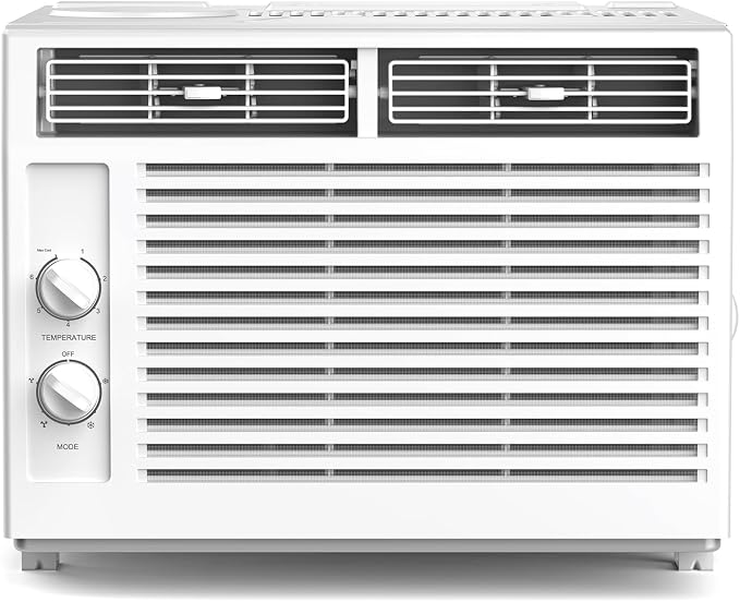 ZAFRO 5000BTU Window Air Conditioners Cool Up to 150 Sq Ft,Quiet Operation Window AC Unit with 2 Cool&Fan Functions,Easy to Use Mechanical Control,Washable Filter,Easy Install Kit,for Small Room,White