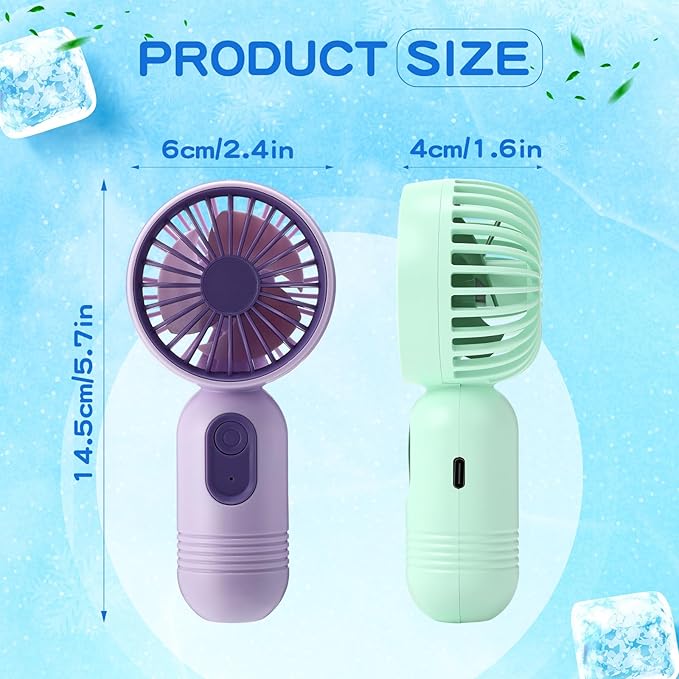 Rossesay 6 Pcs Mini Portable Fan Bulk Cute Handheld Lightweight Small Little Personal Hand Eyelash Fan 3 Speeds USB Rechargeable for Women Men Indoor Outdoor Makeup Travel (Colorful)