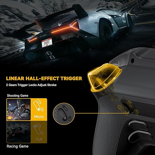 ManbaOne Interactive Screen Wireless Gaming Controller for PC/Switch/Switch 2/iOS/Android,Hall Effect Stick & Trigger,RGB Lighting,Remappable Buttons,1800mAh with Charging Dock (Black)
