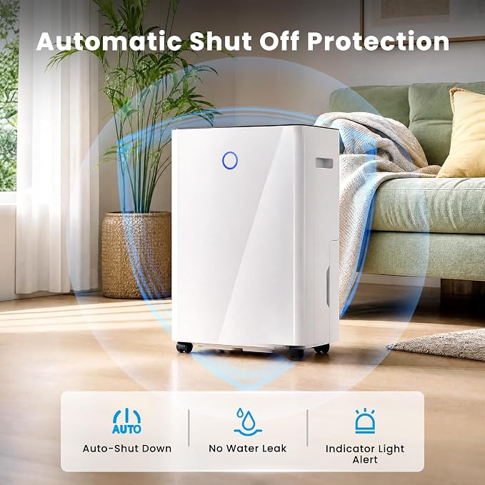 COWSAR Dehumidifier, 85OZ Dehumidifier for Home, Quiet Dehumidifier with Drain Hose, 24H Timer, 3 Modes, Touch Panel, Auto Shut Off & Defrost, Ideal for Basement, Bathroom, Bedroom
