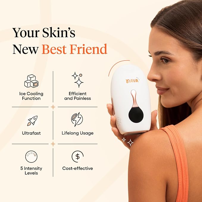 Mini Pro IPL Hair Removal Device for Women & Men with Painless Ice-Cooling Tech, Auto & Manual Modes, 5 Intensity Levels, for Face, Legs, Armpits, Hands & Bikini Line Hair Laser Removal