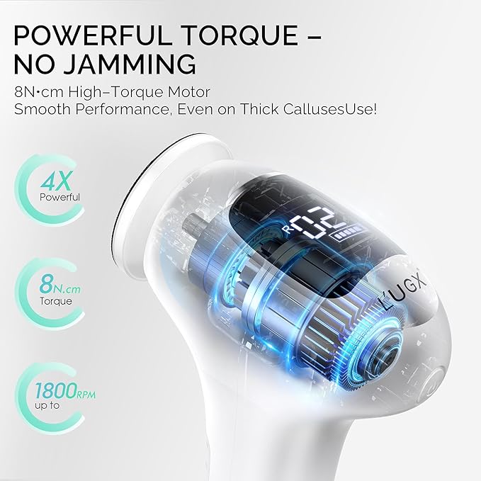 L'UGX Electric Foot Callus Removers with Nail Dust Collecto White