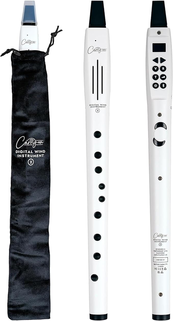 Carry-on Digital Wind Instrument 2 - Lightweight and Rechargeable - 10 Instrument Voices - Built-In Speaker and MIDI over Bluetooth for Performances and Practice Anywhere - White