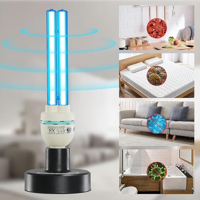 36Watts UV Sanitizer Lamp 2pack 72w with Remote Control Powerful UVC Light with E26 Base for Basement/Bedroom/Kitchen/Office/Storehouse/Car, 3-Gear Timer 110V Ozone Free