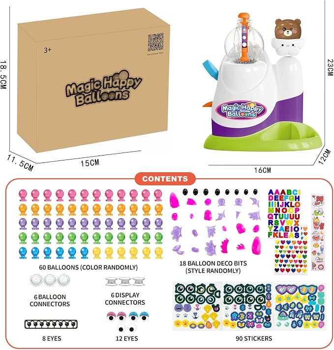 Magical Toy Gifts for Kids | Bear Pump Balloon Craft Kit with, Creative DIY Art Toys for Ages 3+, Fun Birthday & Holiday Party Supplies for Girls Boys