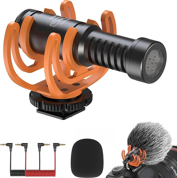 Camera Microphone Shotgun Mic Professional Super Cardioid Video Microphone Perfect for Canon EOS, Nikon DSLR Cameras and Camcorders