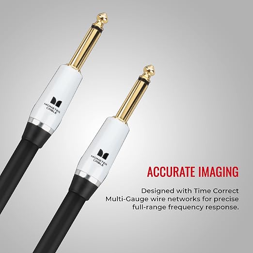 Monster Prolink Studio Pro 2000 Guitar Cable 21 ft Straight to Straight TS Cable, 95% Copper Braided Shield, Duraflex Jacket, Gold-Plated Contacts