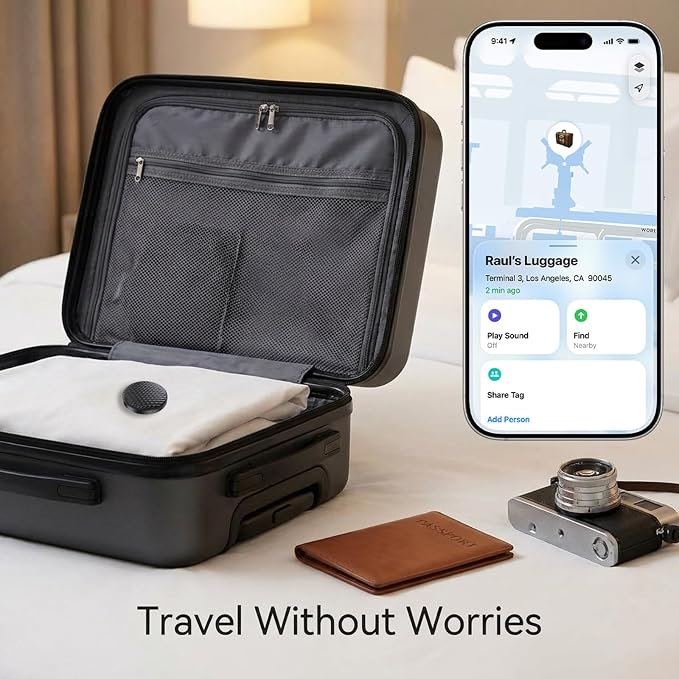 Mini GPS Tracker for Vehicles, Hidden Tracking Device for Vehicles, Car Tracker No Subscription Work with Find My (iOS Only), for Kids, Dogs, Key, Luggage (2)