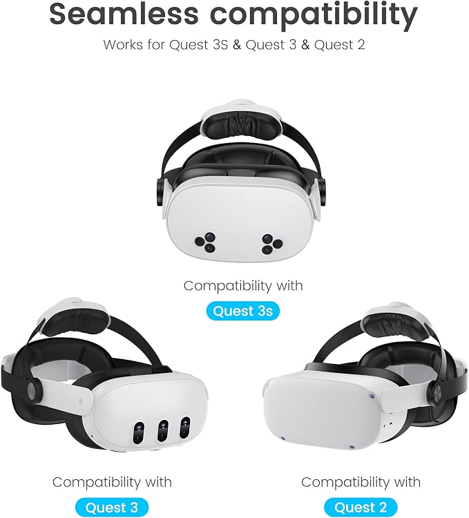 Head Strap for Meta Quest 2/3/3S - 4-Way Adjustable VR Headset Strap Replacement with Enhanced Support & Comfort Upgrade - Elite Strap Alternative for Oculus Gaming