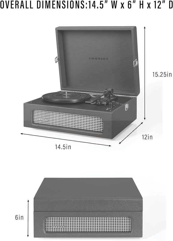 Crosley CR8017B-BU Voyager Vintage Portable Vinyl Record Player Turntable with Bluetooth in/Out and Built-in Speakers, Burgundy