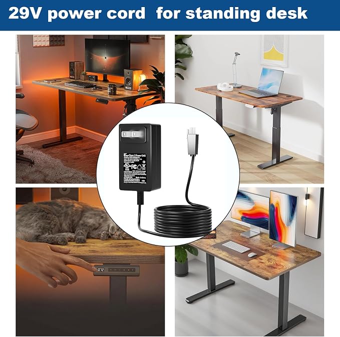 29V Power Cord for Standing Desk Compatible with Claiks P1.01.001 P101001 40" 48" 55" 63" Inches Electric Standing Desk Adjustable Height Stand up Desk Charger Power Adapter