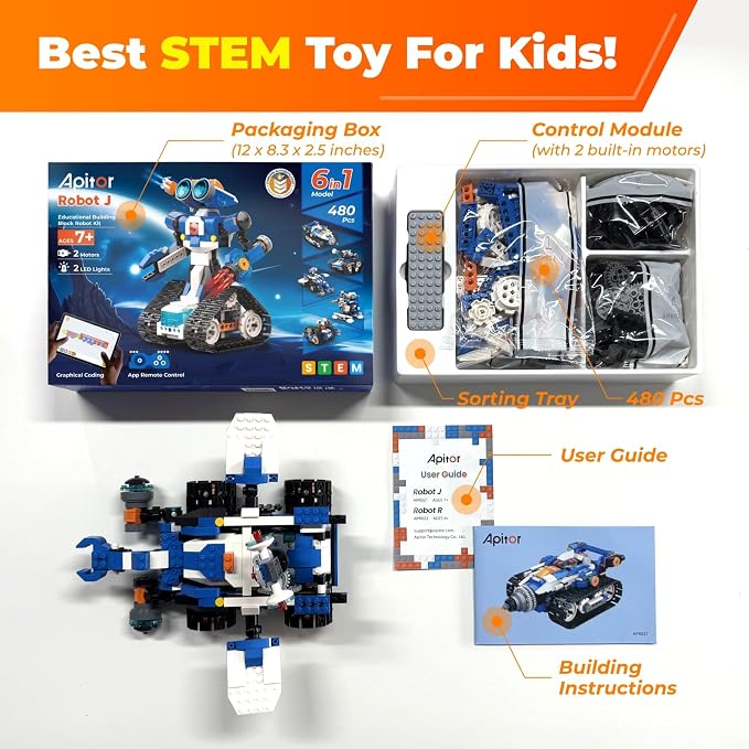 Apitor Robot X 12-in-1 Programmable APP RC Robot and Robot J 6-in-1 Programmable STEM Learning Toy