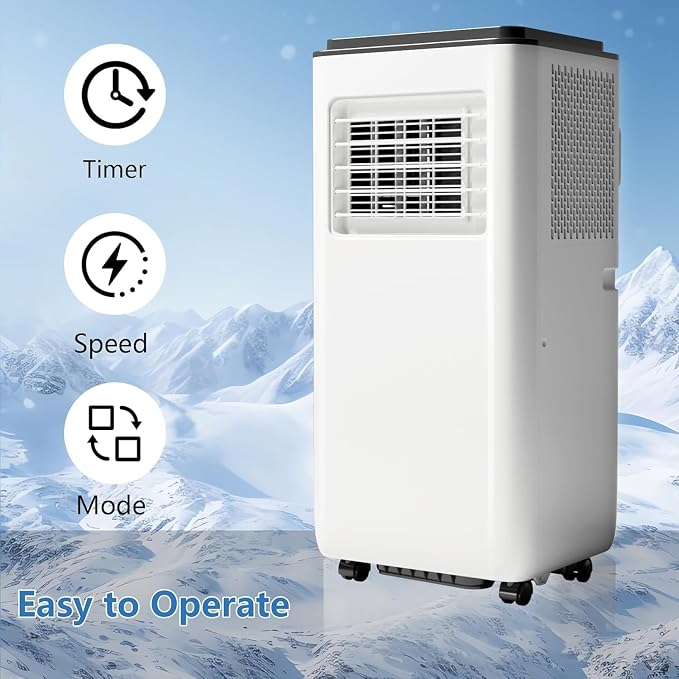 8000 BTU Portable Air Conditioners, 3-in-1 Portable AC Unit with Remote Control, Cool, Dehumidifier & Fan Modes for Rooms up to 350 sq.ft, Sleep Mode, 24-Hour Timer & Window Kit