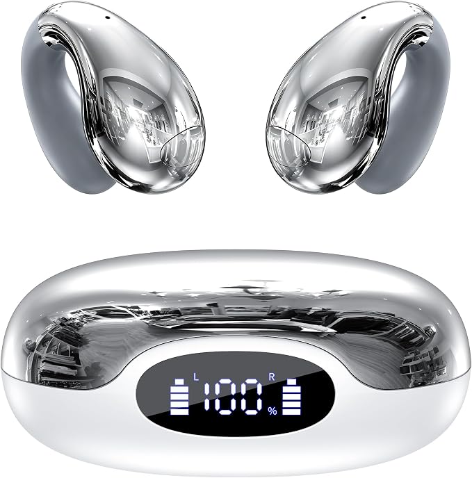 CoolJumper Upgraded Clip-on Ear Earbuds, Bluetooth 6.1 Wireless Open Ear Headphones, Comfortable Fit with Crystal Clear Sound, 50-Hour Battery Life,Two-Way Headphones Earbuds for Gym & Outdoor Sports